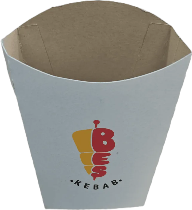 Bijeli držač za pomfrit sa štampom za BES Kebab
