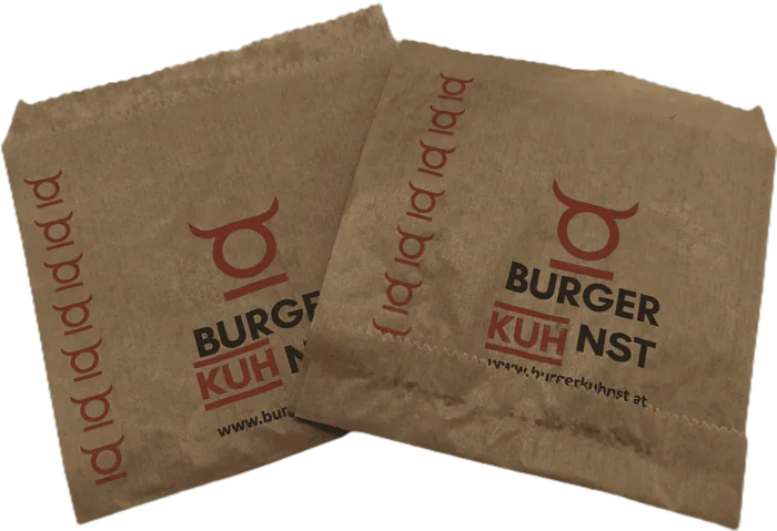 Dvije hamburger kese sa štampom Burger Kunst