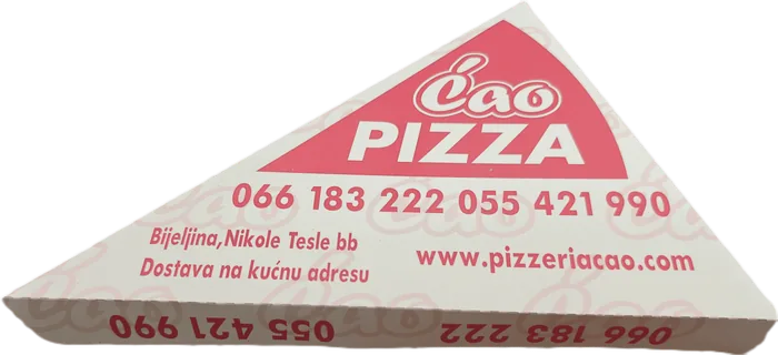 Bijeli podmetač za parče pizze sa crvenom štampom, Ćao Pizza